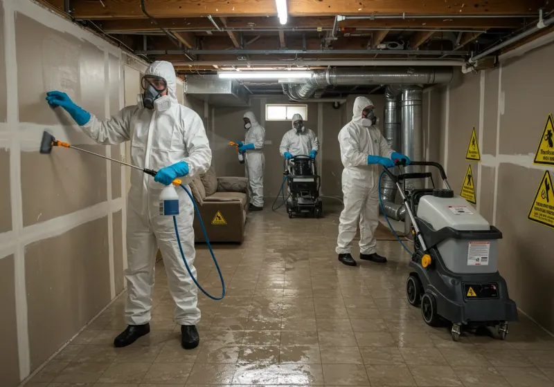 Basement Moisture Removal and Structural Drying process in Wolcott, CT